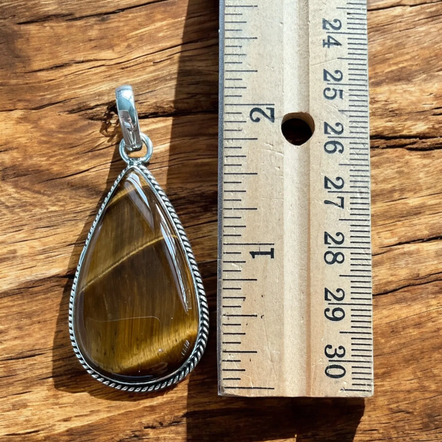 Tigers Eye Solid 925 Sterling Silver Pendant