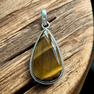 Tigers Eye Solid 925 Sterling Silver Pendant