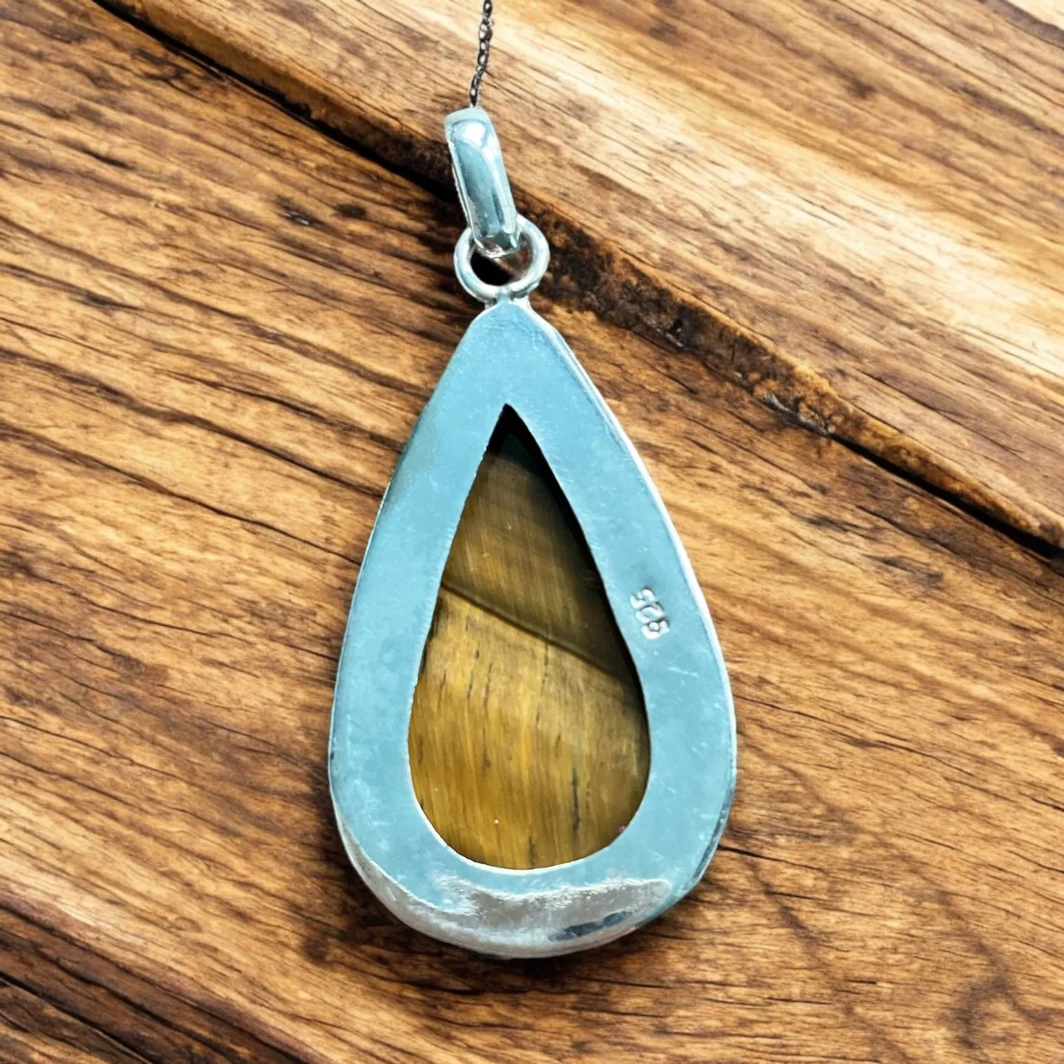 Tigers Eye Solid 925 Sterling Silver Pendant