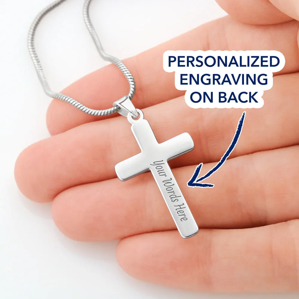 To My Grandson Cross Necklace, Gifts For Grandson From Grandma, Birthday Gift, Christmas Gift, Graduation Gift For Grandson, From Grandpa - Snake Chain