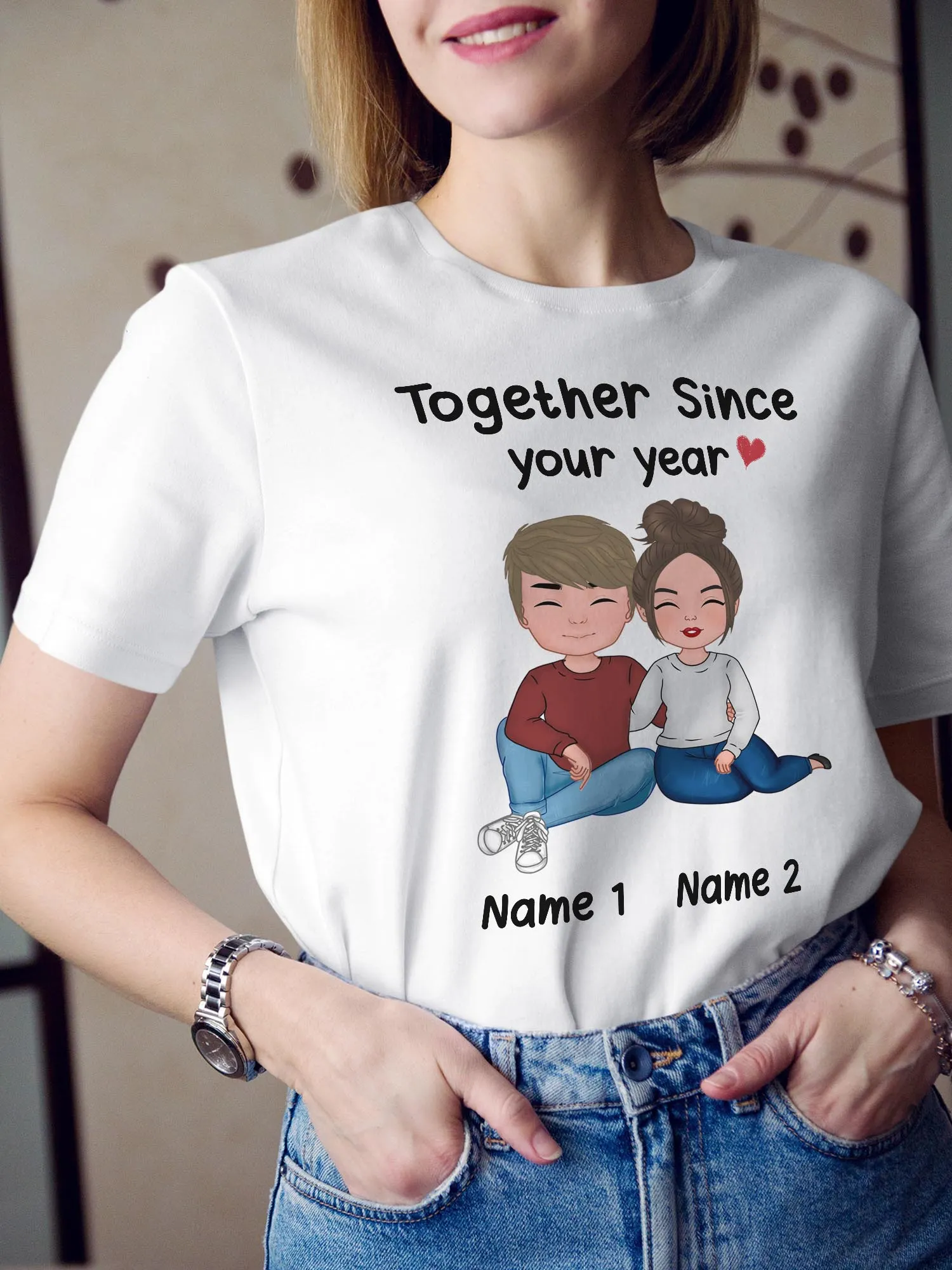 Together Since Personalized Shirts for Men Woman Custom Name Gift For Couple Valentine day