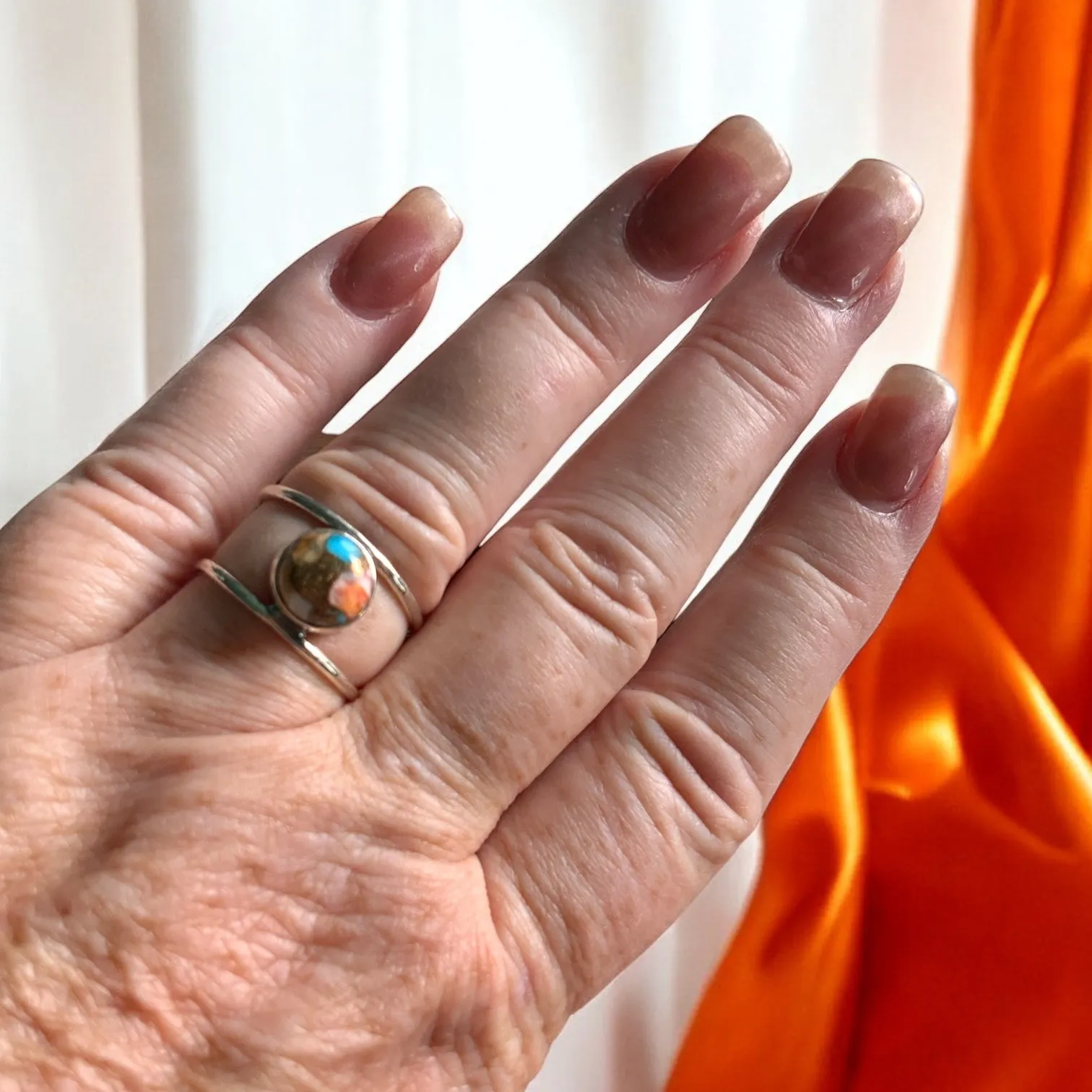 Turquoise & Spiny Oyster Solid 925 Sterling Silver Ring
