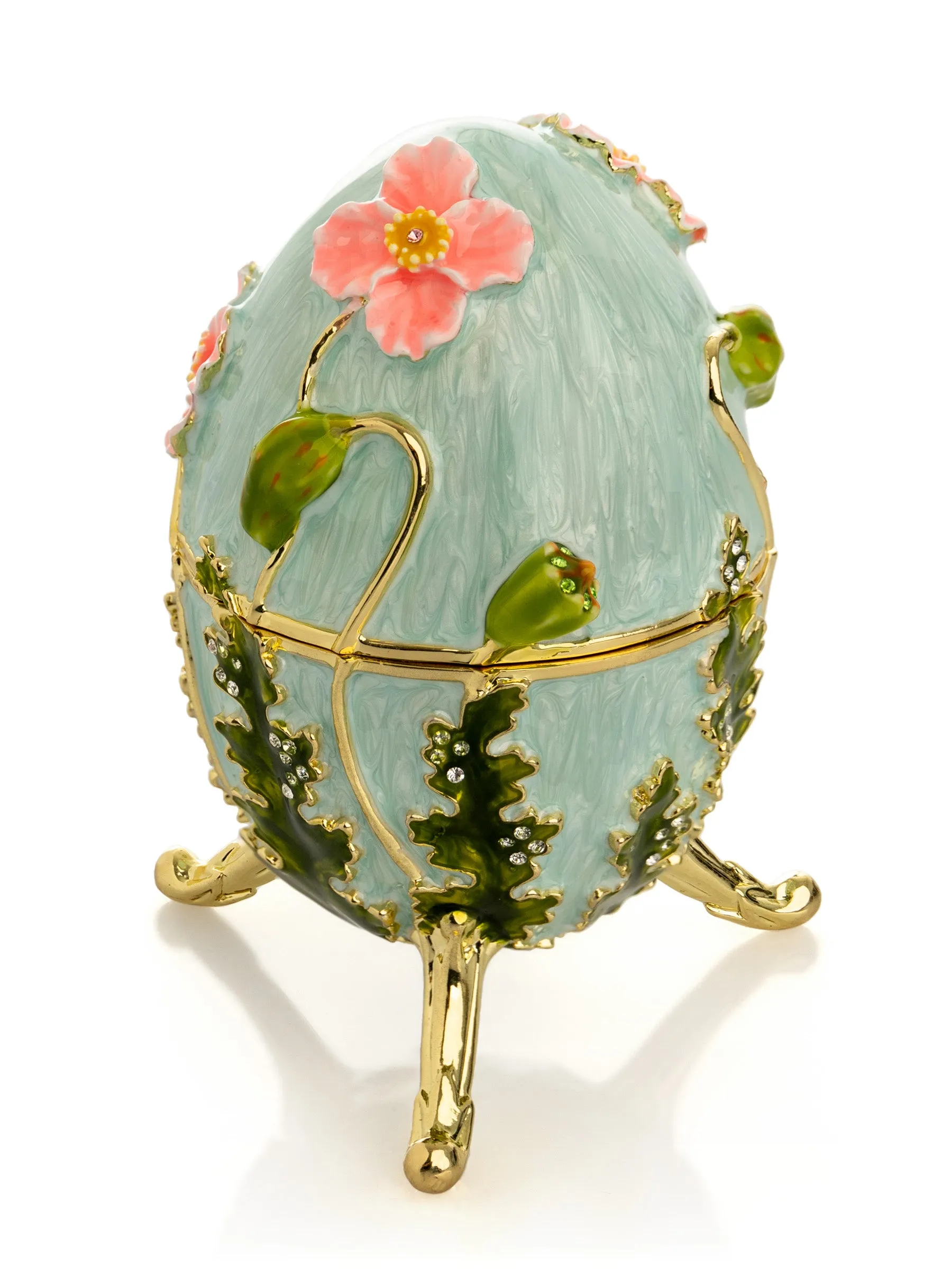 Turquoise Faberge Egg with Flowers