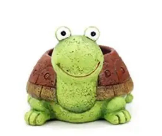 Turtle Plant Pot - green & red