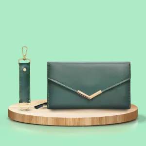 Vegan Leather Lady Wallet and Keychain - Grey