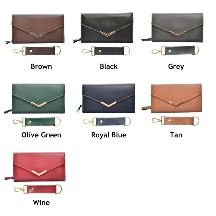 Vegan Leather Lady Wallet and Keychain - Grey
