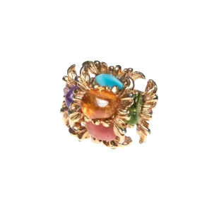 Vintage Judy Lee Colorful Cabochon Statement Ring