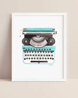 Vintage Typewriter Watercolor Art Print