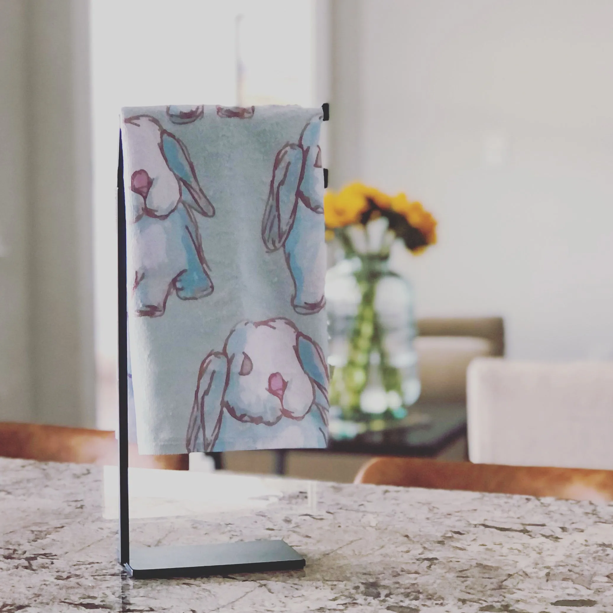 Watercolor Bunny Tea Towel
