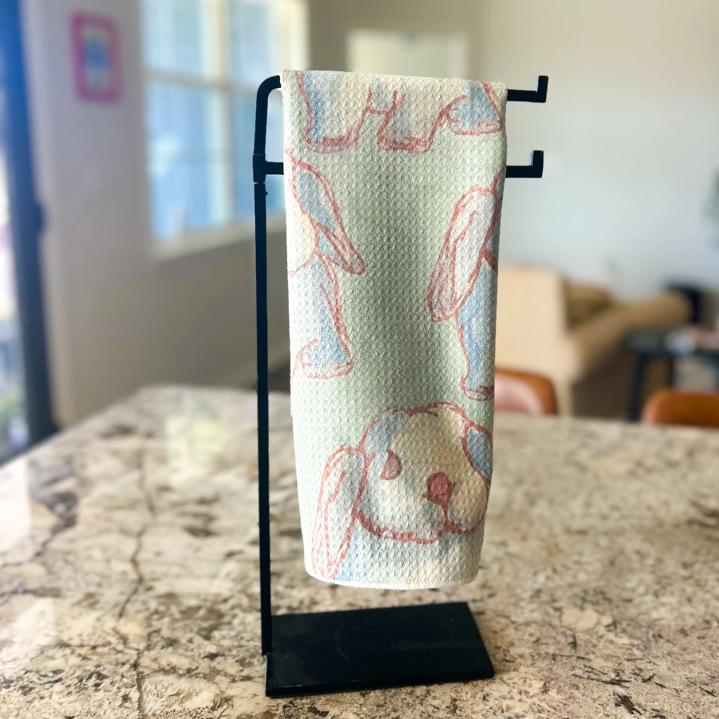 Watercolor Bunny Tea Towel