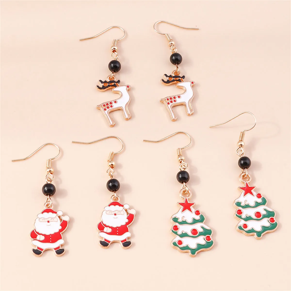 White & Red Holiday Drop Earrings Set