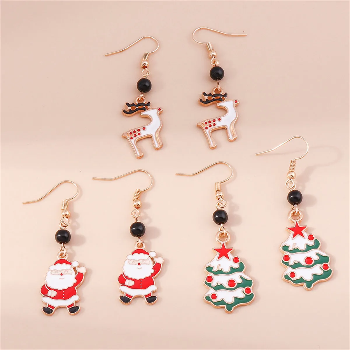 White & Red Holiday Drop Earrings Set