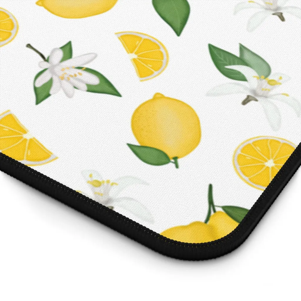 White With Lemon Pattern Desk Mat Office Mat Large Mousepad