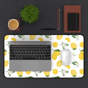 White With Lemon Pattern Desk Mat Office Mat Large Mousepad