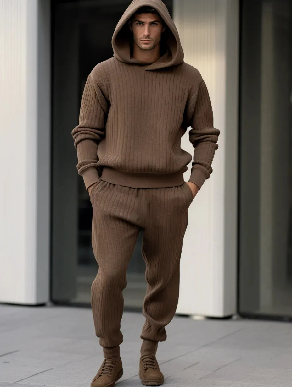 Winter Men's Luxury Thick Hoodie Sweater Set
