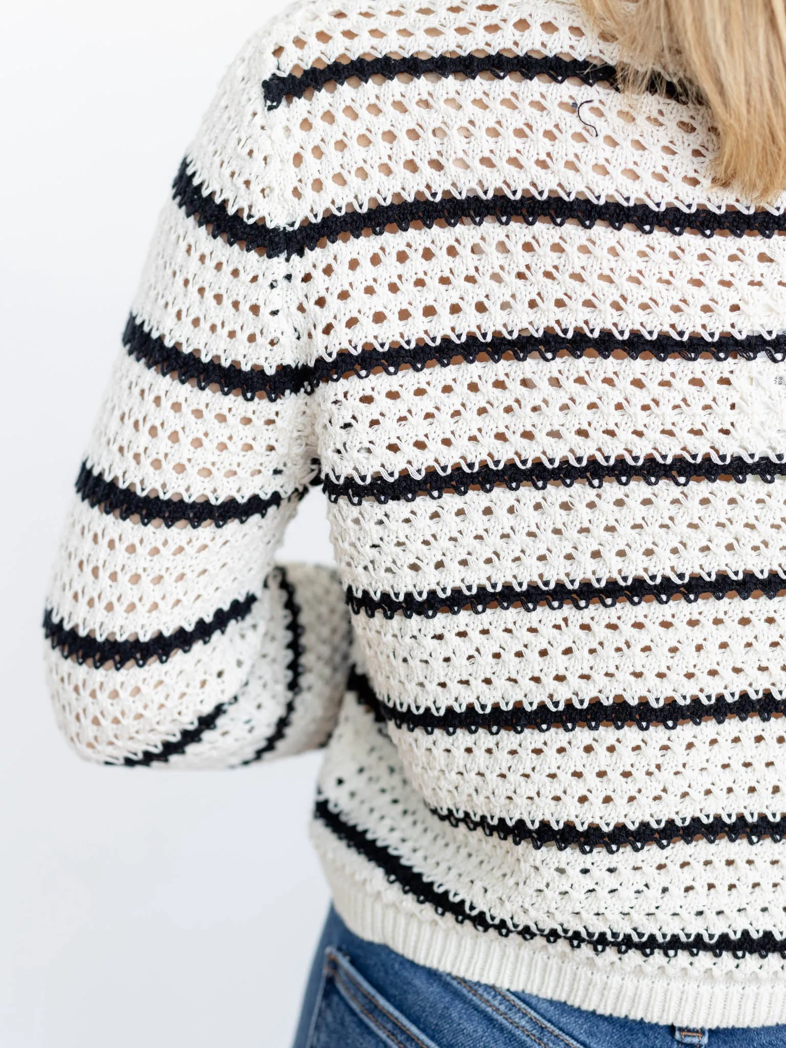 Z Supply Knit Stripe Crochet Sweater